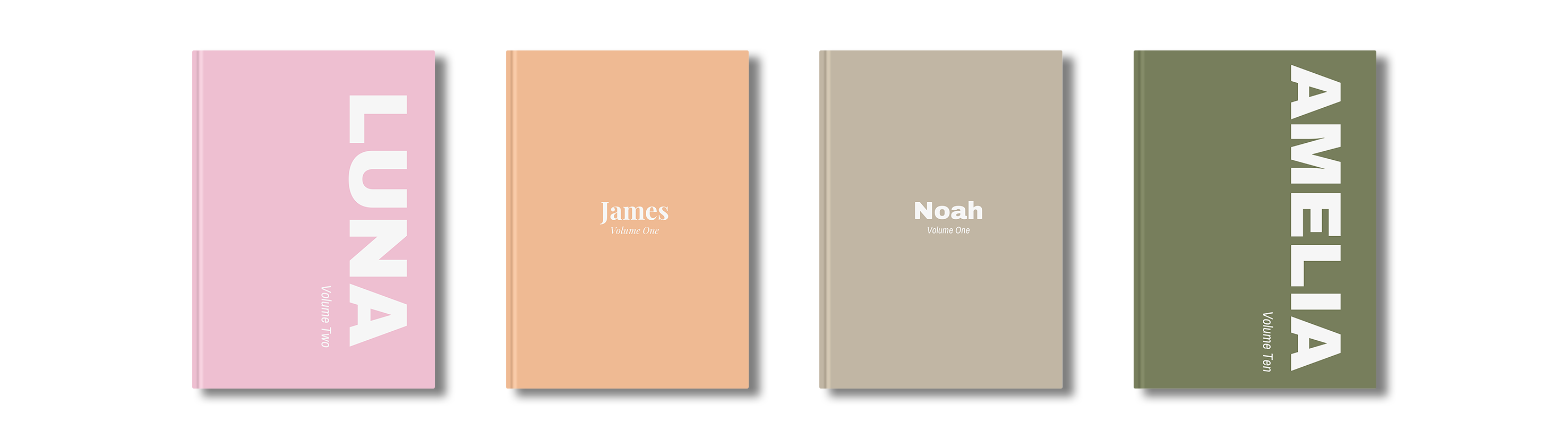 Little Life Stories book covers in pink, orange, beige and green